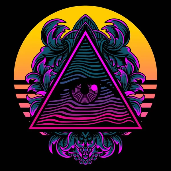 striped triangle vector icon in cyberpunk style