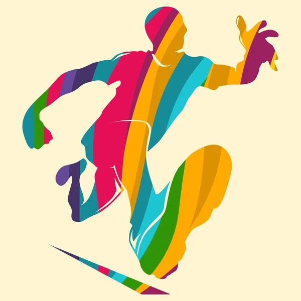 Vector Silhouette Illustration People Running Colorful — 图库矢量图片