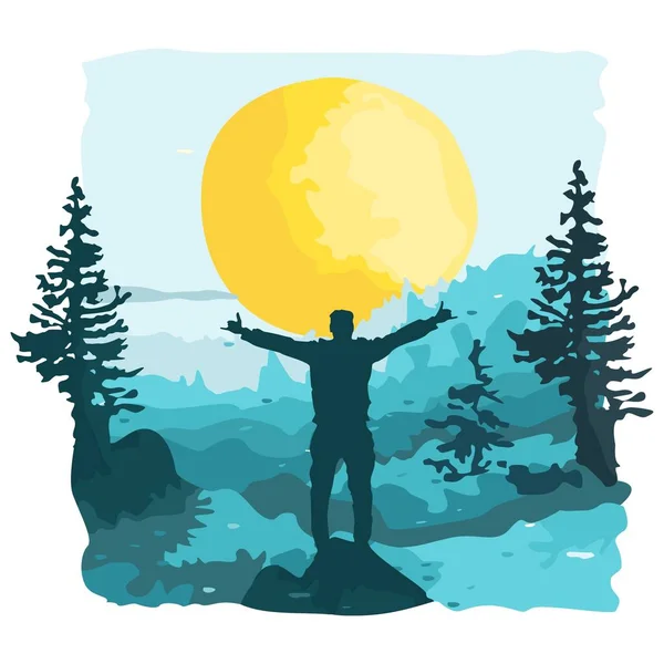 Vector illustration of people feeling freedom