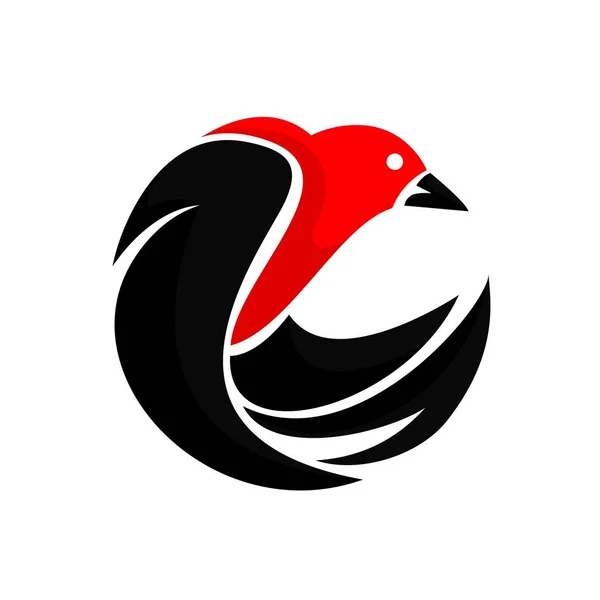 Red black bird vector logo illustration