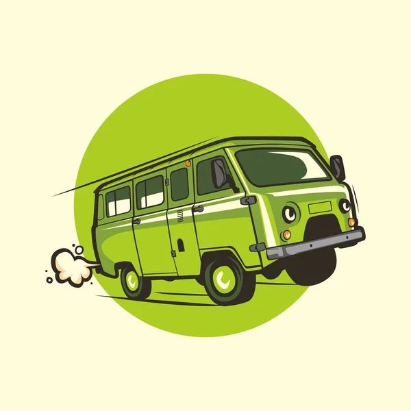 Vintage car trip vector illustration