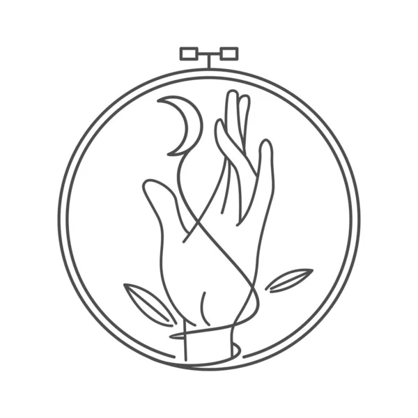 Hand Grabbing Moon Vector Icon Illustration Grafik Vektor