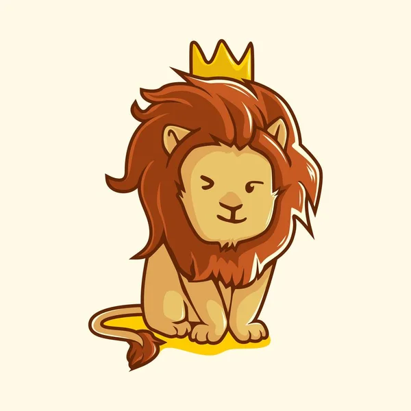 Cute Lion Vector Character Illustration Wearing Crown Stok Ilustrasi 