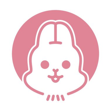 Pink rabbit head vector icon illustration