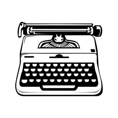 Vector illustration of old black and white typewriter