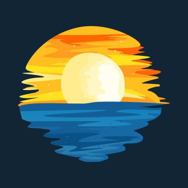 Beautiful sun and sea scenery vector illustration background