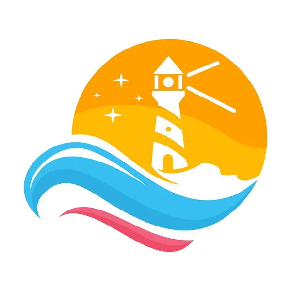 Blue lighthouse vector logo illustration
