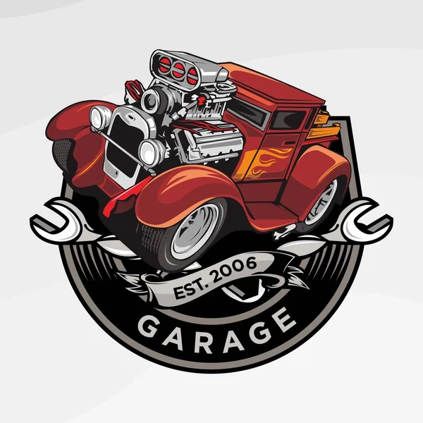 Old auto repair shop vector logo illustration