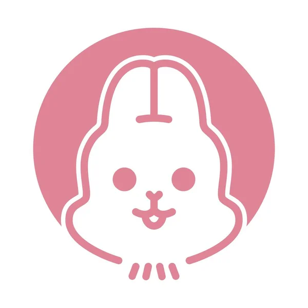 Pink rabbit head vector icon illustration