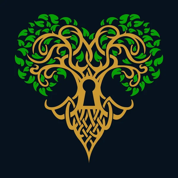 World tree vector logo icon forming a heart
