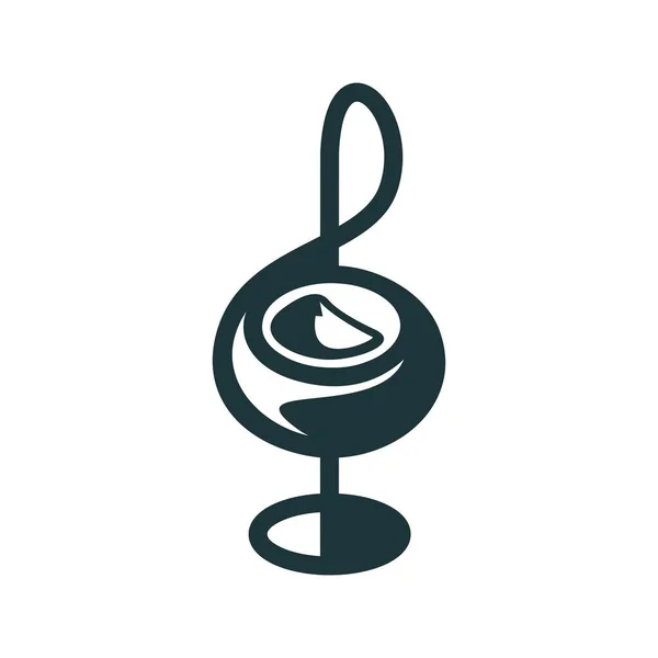 Music note and wine glass symbol vector icon in simple and elegant style