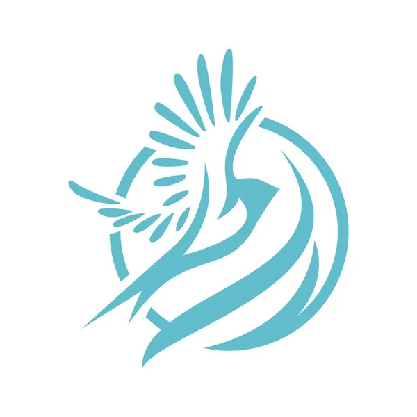 Flying blue bird vector logo icon