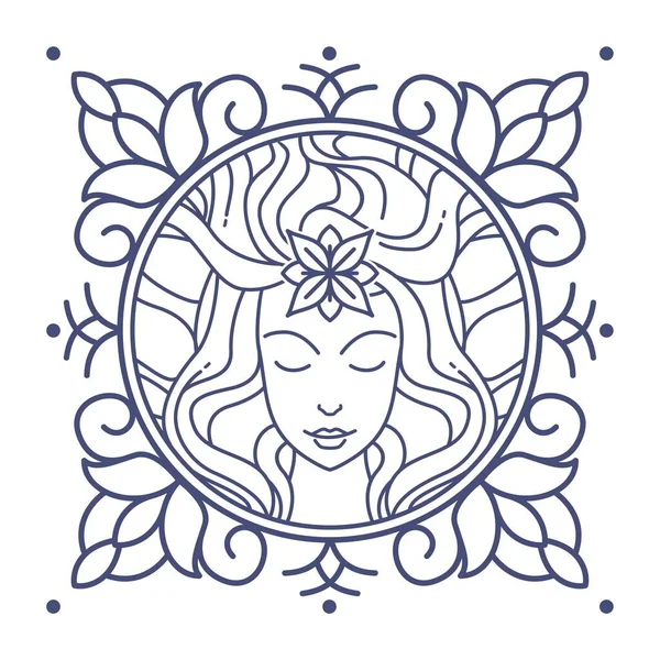 Vector Illustration Goddess Icon Floral Ornaments Stok Vektor