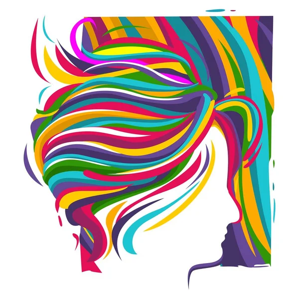 Beautiful Colorful Woman Vector Abstract Illustration Stok Vektor