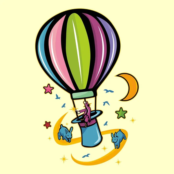 Vector Illustration Circus Hot Air Balloon Stok Ilustrasi 