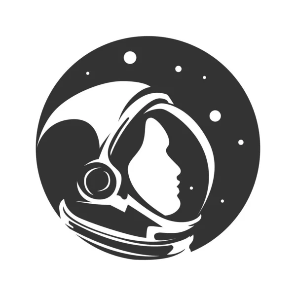 Astronaut Black White Vector Icon Looking Sky Stok Vektor