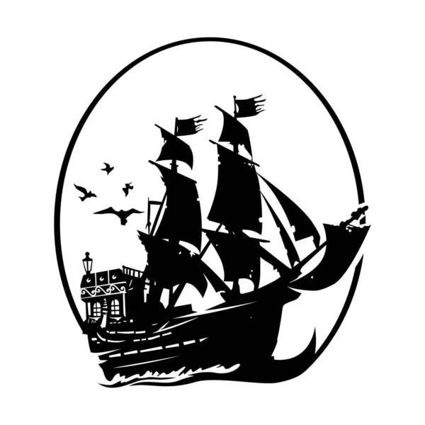 Illustration Vectorielle Bateau Pirate Noir — Image vectorielle