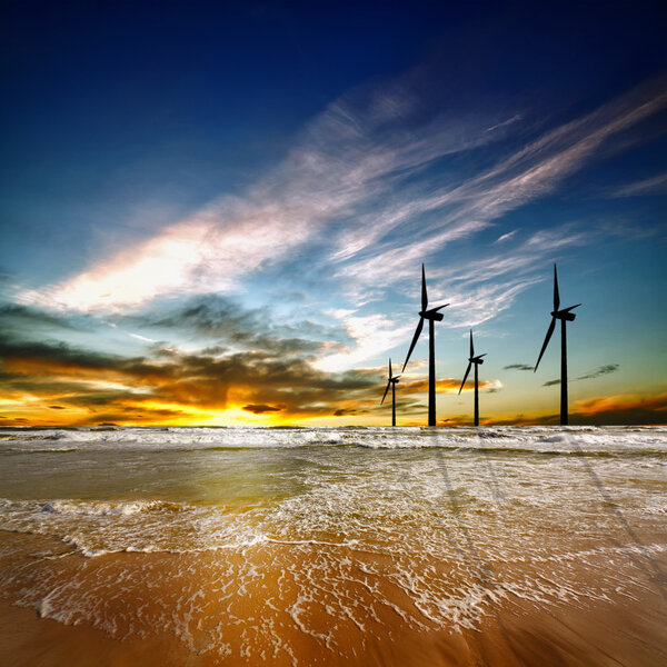 Wind farm at sunrise