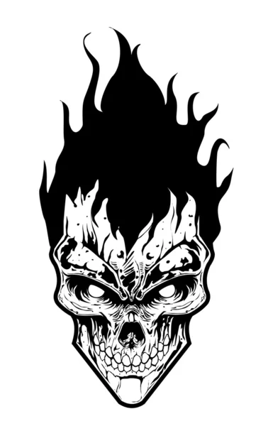 Skull With Flame Hair — Stock Vector