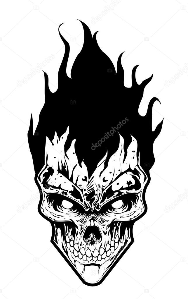 Skull With Flame Hair