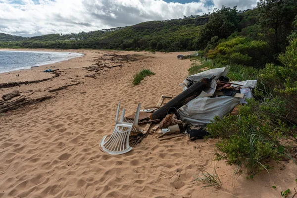 Detritos Praia Austrália Uma Grande Tempestade — Fotografia de Stock