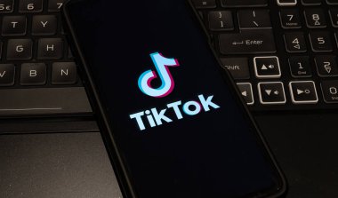 tiktok logo on mobile phone  , Sydney Australia July 30 2022