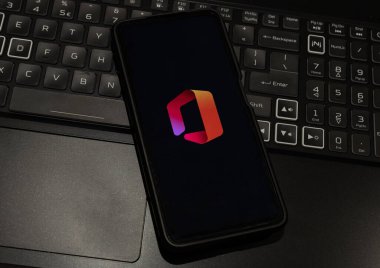 microsoft office logo on mobile phone  , Sydney Australia July 30 2022