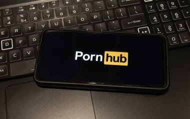 Pornhub logo on mobile phone  , Sydney Australia July 30 2022