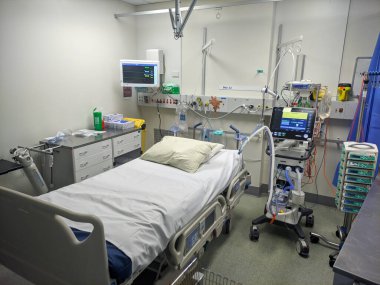icu hospital bed space with a ventilator