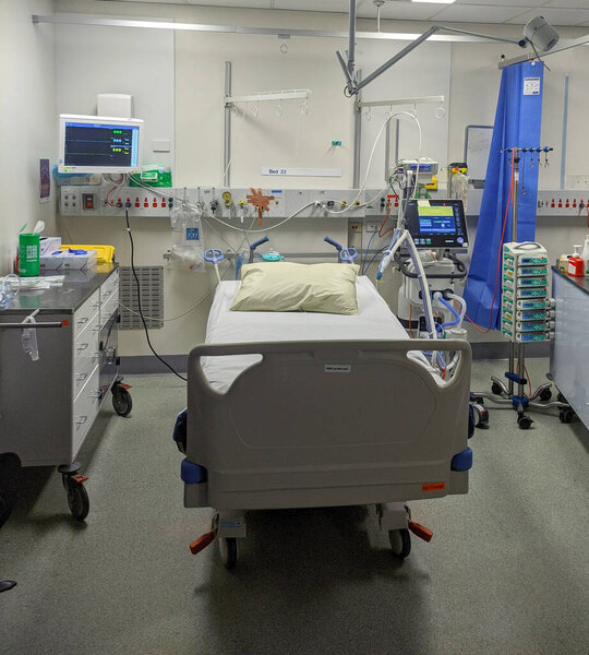 icu hospital bed space prepared for a new patient in australia