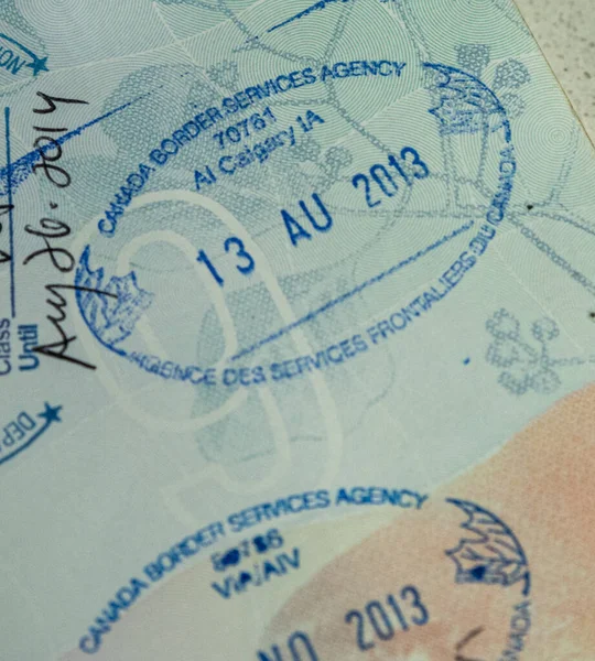 Passport Immigration Visa Stamps Entering Exiting Imágenes de stock libres de derechos