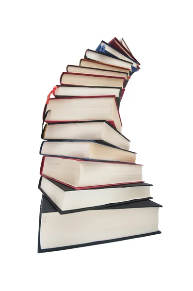 Bücher in einer Spirale gestapelt — Stockfoto