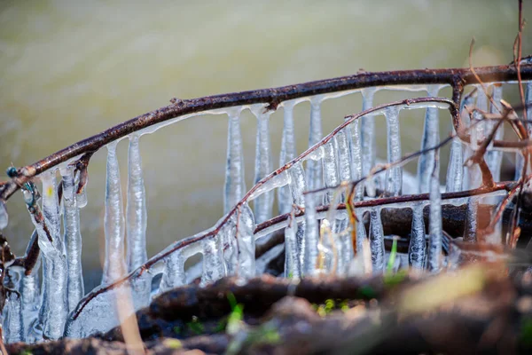 Vista Cerca Los Carámbanos Invierno —  Fotos de Stock