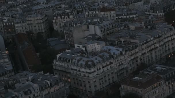 Panoramic view of Paris at dusk from a height — Stock Video