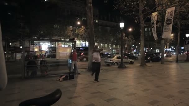 Man is dancing break dance on the street in Paris — Stock Video