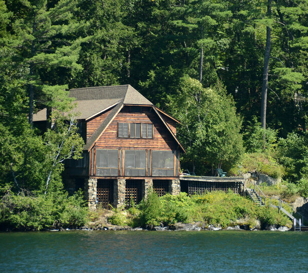 Lakefront log home