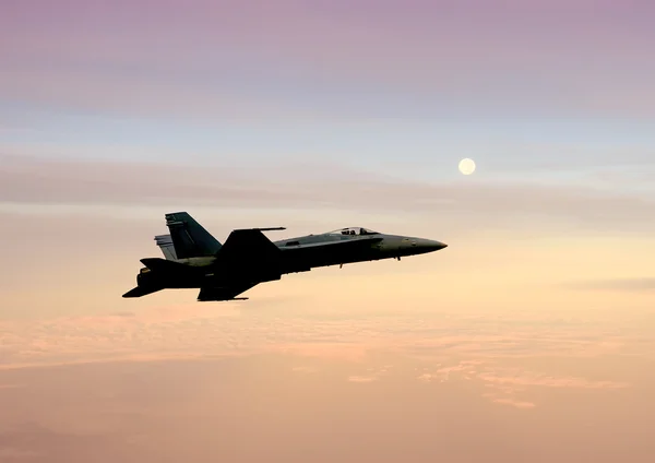 Napkeltekor Sugárhajtású vadászgép — Stock Fotó
