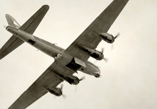 Old bomber in flight