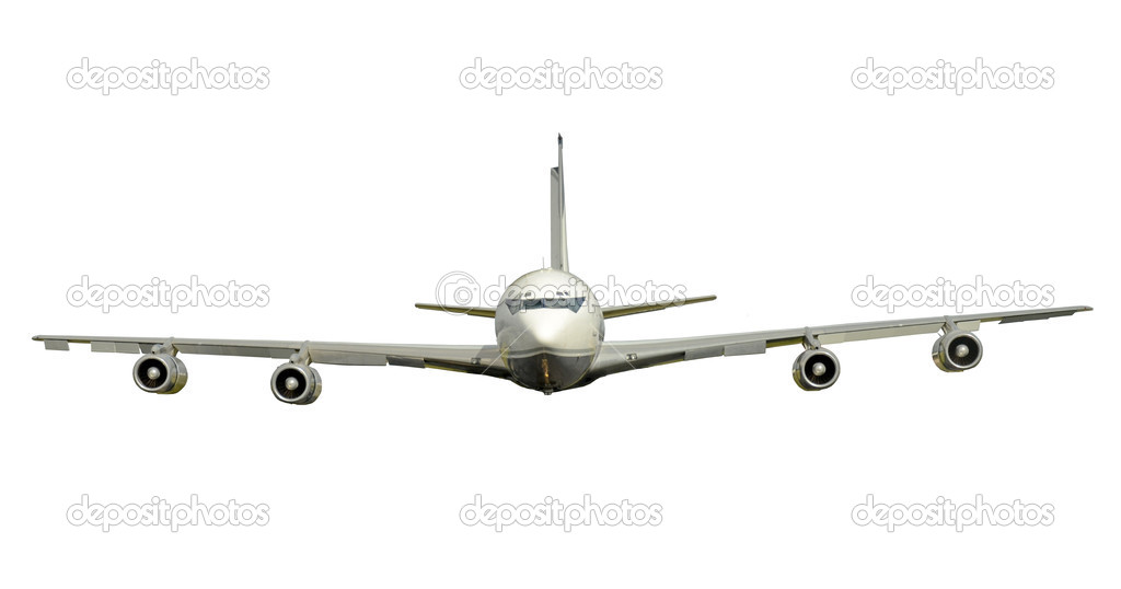 Old fashioned jet airplane isolated