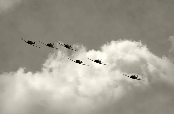 Old airplanes in flight — Stock Photo, Image