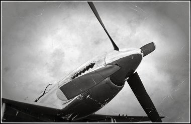 World War 2 American fighter plane old black and whote photo