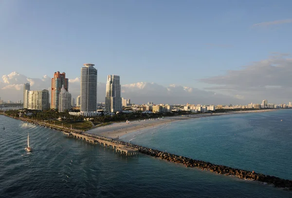 Miami Sahili Manzarası Okyanustan Anakaraya Doğru Görünüyor — Stok fotoğraf