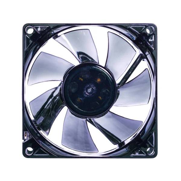 Computer Translucent Fan Front View Semitransparent Cooler Isolated White Background — Stock Photo, Image