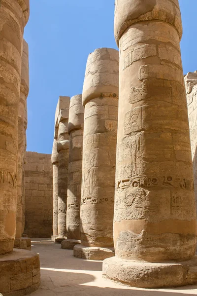 Kompleks Świątynny Karnak Luksorze Egipt Starożytne Kolumny Świątyni Hypostyle Hall — Zdjęcie stockowe