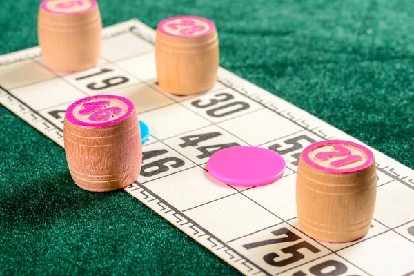 Lotto Klasik Bir Aile Oyunu Oyun Sırasında Üzerinde Kırmızı Mavi — Stok fotoğraf