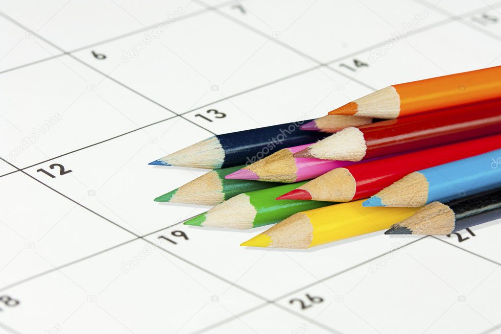 calendar and pencils