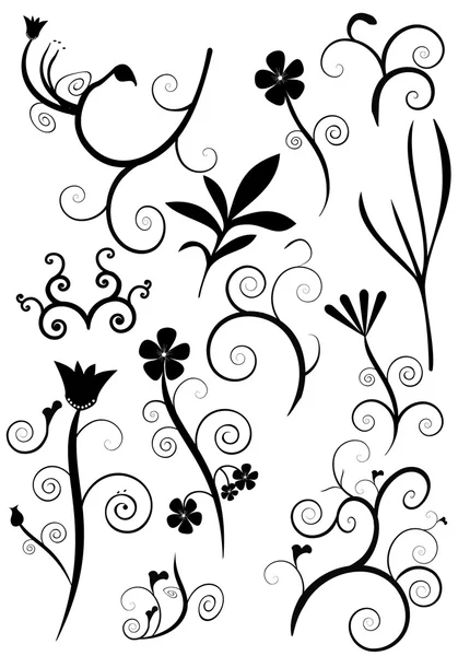 Een set van floral wervelingen — Stockvector