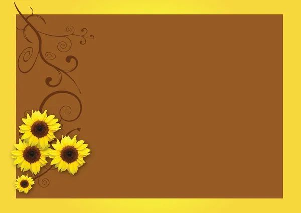 茶色の背景に花柄のカード — ストック写真