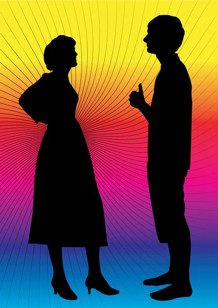 Une silhouette de mère et son fils — Image vectorielle