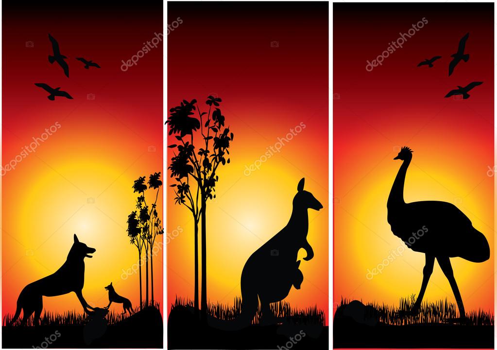 Australian animals silhouette Vector Art Stock Images | Depositphotos